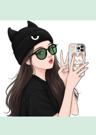 The girl is beautiful and cool.
