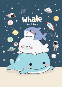 วาฬเกยตื้น & แมวน้ำ : สีน้ำเงิน