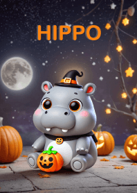 Cute hippo In Halloween Theme 4