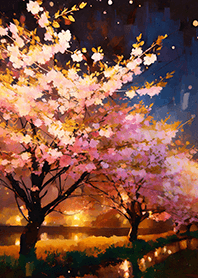 Beautiful night cherry blossoms#2604