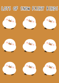 LOTS OF SNOW FAIRY BIRDS-BROWN-ORANGEj