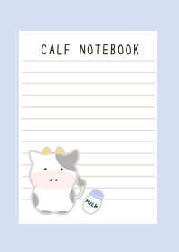 CALF NOTEBOOK-BLUE GRAY