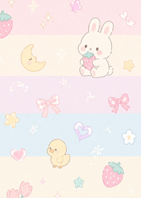 Lovely pastel bunny ducking moon!