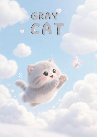 Pretty Gray Cat In Sky Land