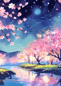 Beautiful night cherry blossoms#2105