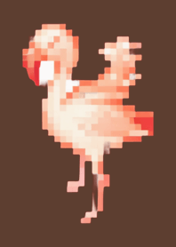 ธีม Flamingo Pixel Art สีน้ำตาล 01
