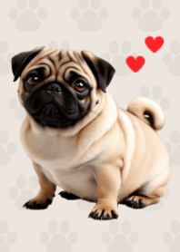 Fawn Pug Theme. Beige 01