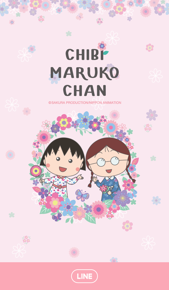 Tema Line Gartis Chibi Maruko Chan Pesta Bunga Stickerz Th