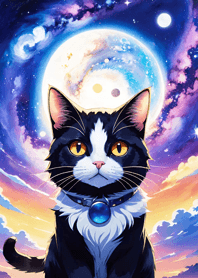 Night Moon Star Cat 412436