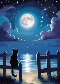 A cat gazing at the starry sky E0d862