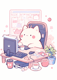 居家上班貓咪(藍)