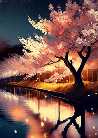 Beautiful night cherry blossoms#38
