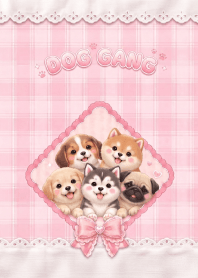 Cute Dog Group In Pink