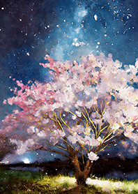 Beautiful night cherry blossoms#1110