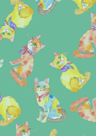 cat playing tricks2 on blue green