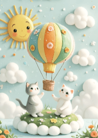 Cute Cats and Hot Air Balloon V.2