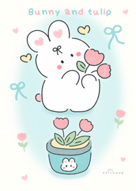 Bunny and tulip >_<