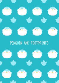 ペンギンと足跡/ターコイズブルー