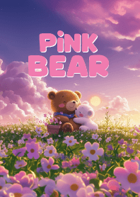 lovely bear in pinky garden