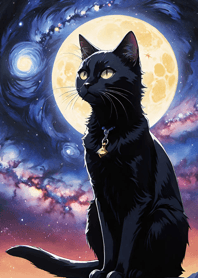 Night Moon Star Cat cA1554