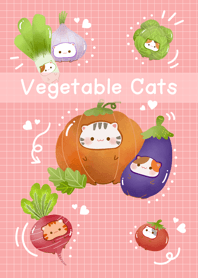 น้องแมวกับผักสด (สีแดง)