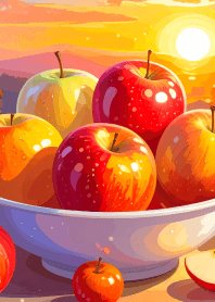 Apples dyed in the setting sun