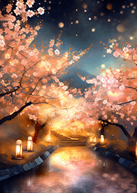 Beautiful night cherry blossoms#1445