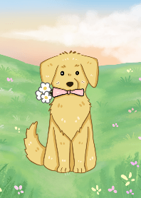 Golden dog in garden