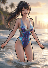 深邃誘惑高衩泳裝美女