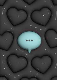 Plump heart pattern [Light Blue & Black]