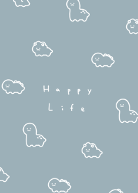 Smile Dinosaurs(pattern)/mint gray.