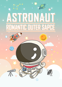 外太空 可愛寶貝宇航員 漸層 橘色綠色