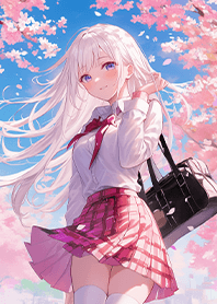 girl under the cherry tree