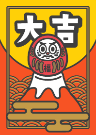 Daruma on MT.FUJI / Red x Yellow x Gold