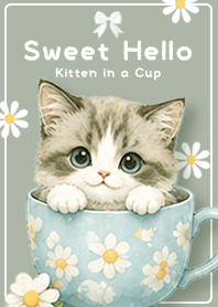 green Peek-a-Boo Cute Kitten