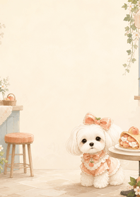 Scarlet Maltese Peach Crepe Cafe