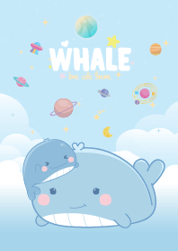 Whale Sea View Pastel Blue