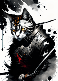 Ink wash cat samurai c149d7