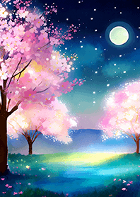 Beautiful night cherry blossoms#1671