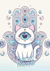 แมวนำโชค &ดวงตาปีศาจ ป้องกันภัย (สีขาว)
