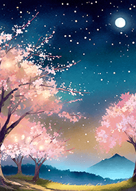 Beautiful night cherry blossoms#519