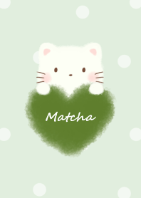 mokomoko heart -cat- green dot 3