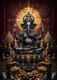 Black Crystal Ganesha Wealth Aura V30