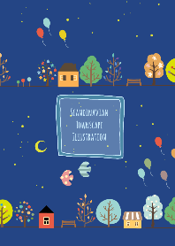 北欧風の街並み 夜バージョン