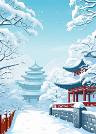 Ancient City Snow Scene-01(Japan)