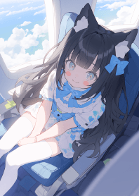 可愛貓娘坐飛機