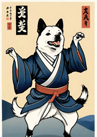 浮世絵 踊る犬 eJwCw