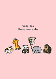 可愛的簡約動物園(粉紅色)