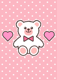 Teddy bear&Pink polka dots