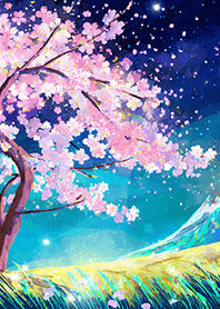 Beautiful night cherry blossoms#1294